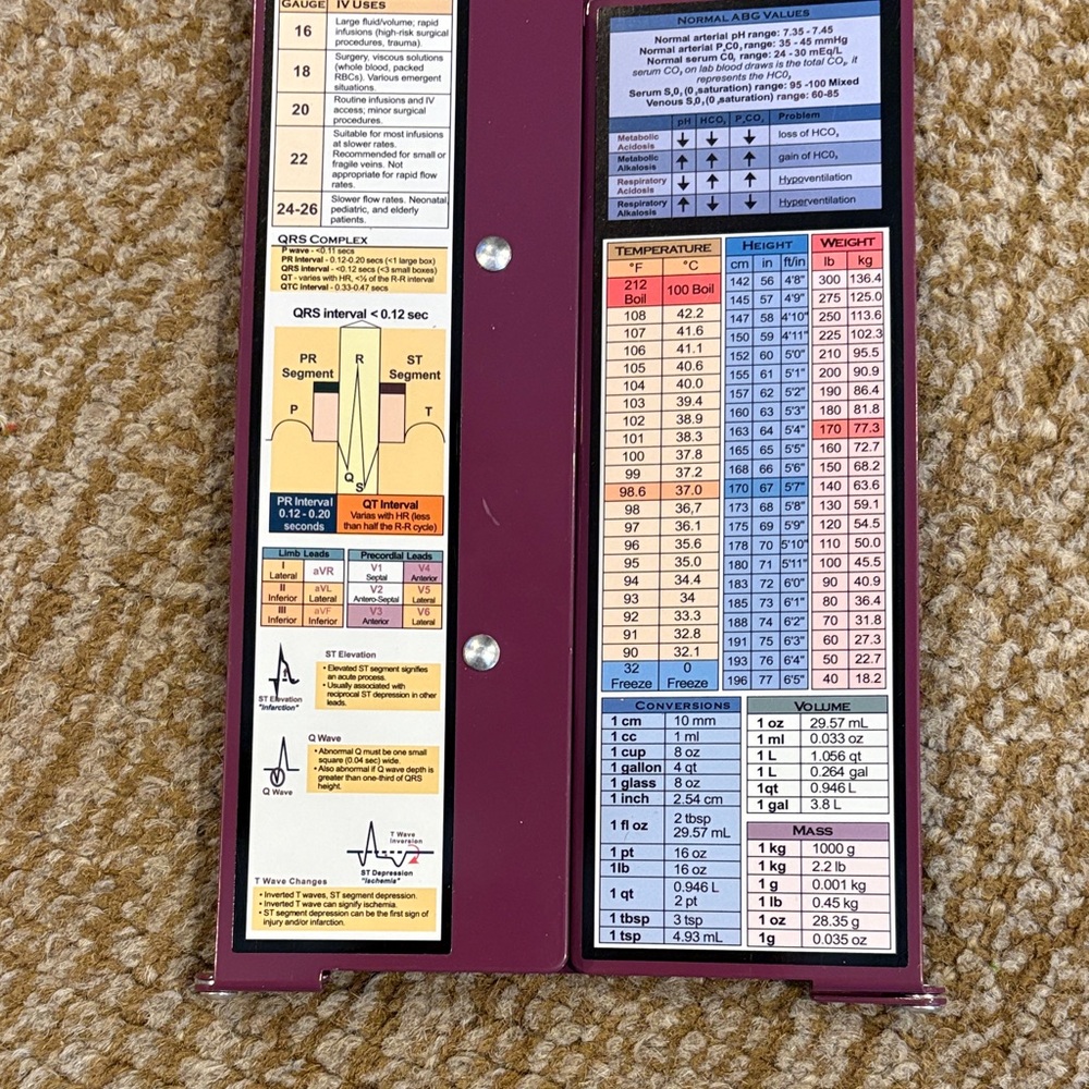 Purple Nursing Clipboard Foldable,Nursing Edition Cheat Charts